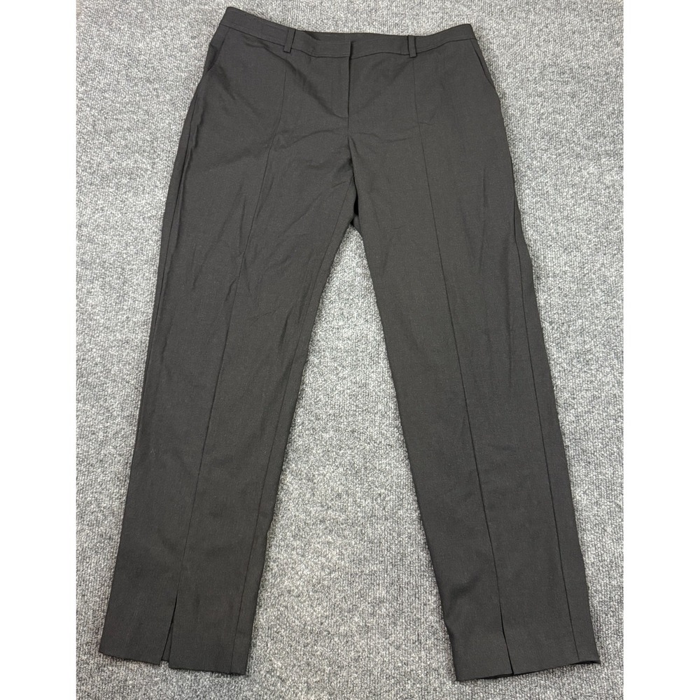 ST. JOHN Women's Black Charcoal Gray Flat Front Ankle Slit Dress Pants Size 10